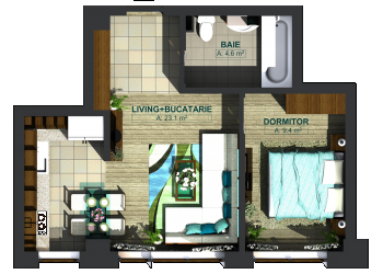 Apartamente 2 camere tip 1F