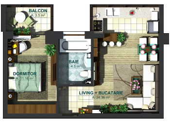 Apartamente 2 camere tip 2C